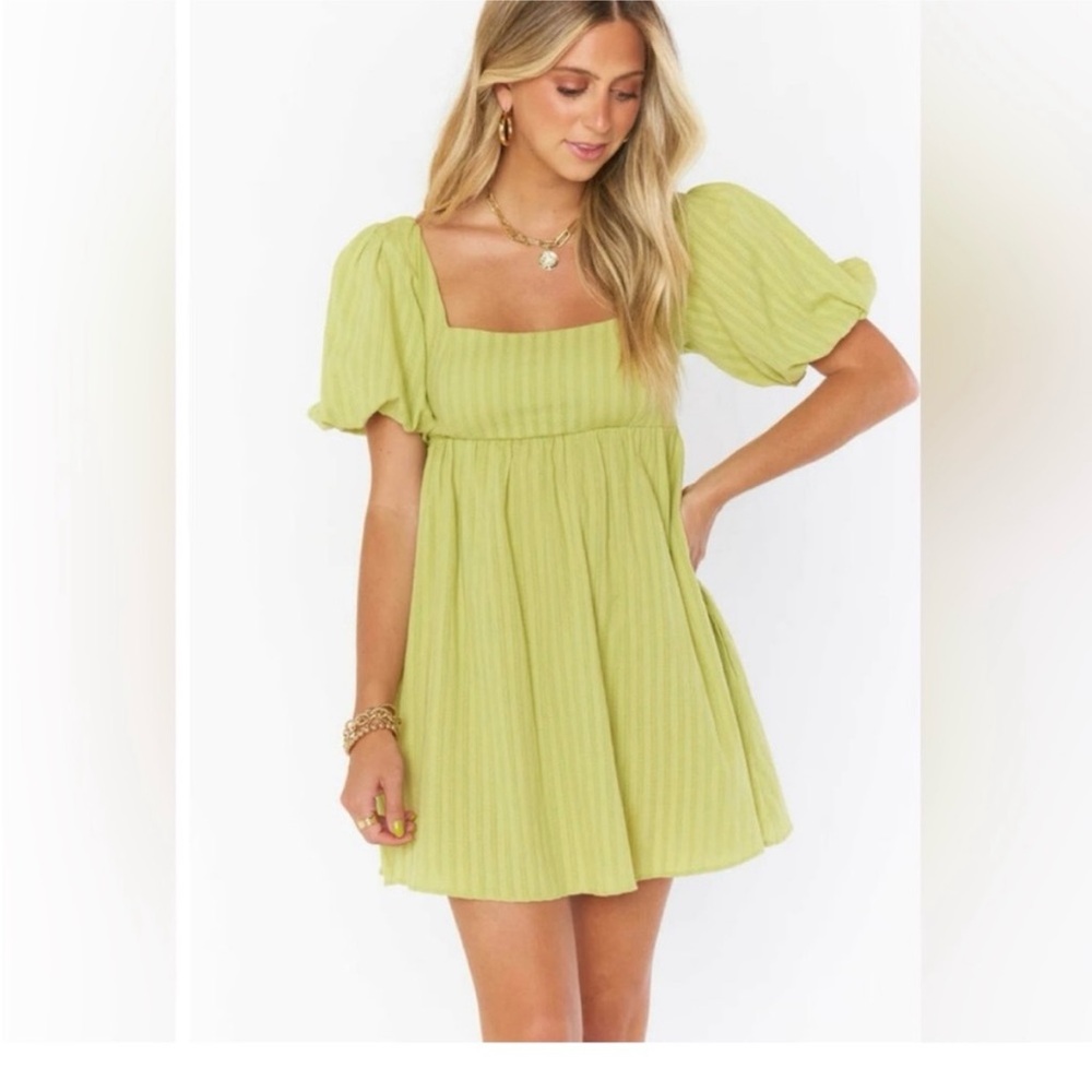 Show Me Your MuMu Lime Puff Sleeve Mini Dress